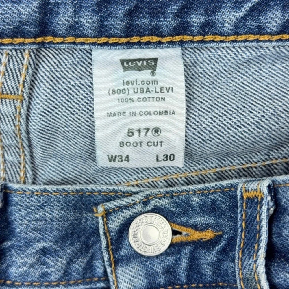 VTG Levi's‎ Jeans Mens 34x30 Blue 517 Bootcut Faded Denim Pants Western Y2K